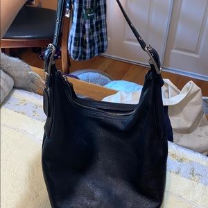 Vintage black leather coach bag